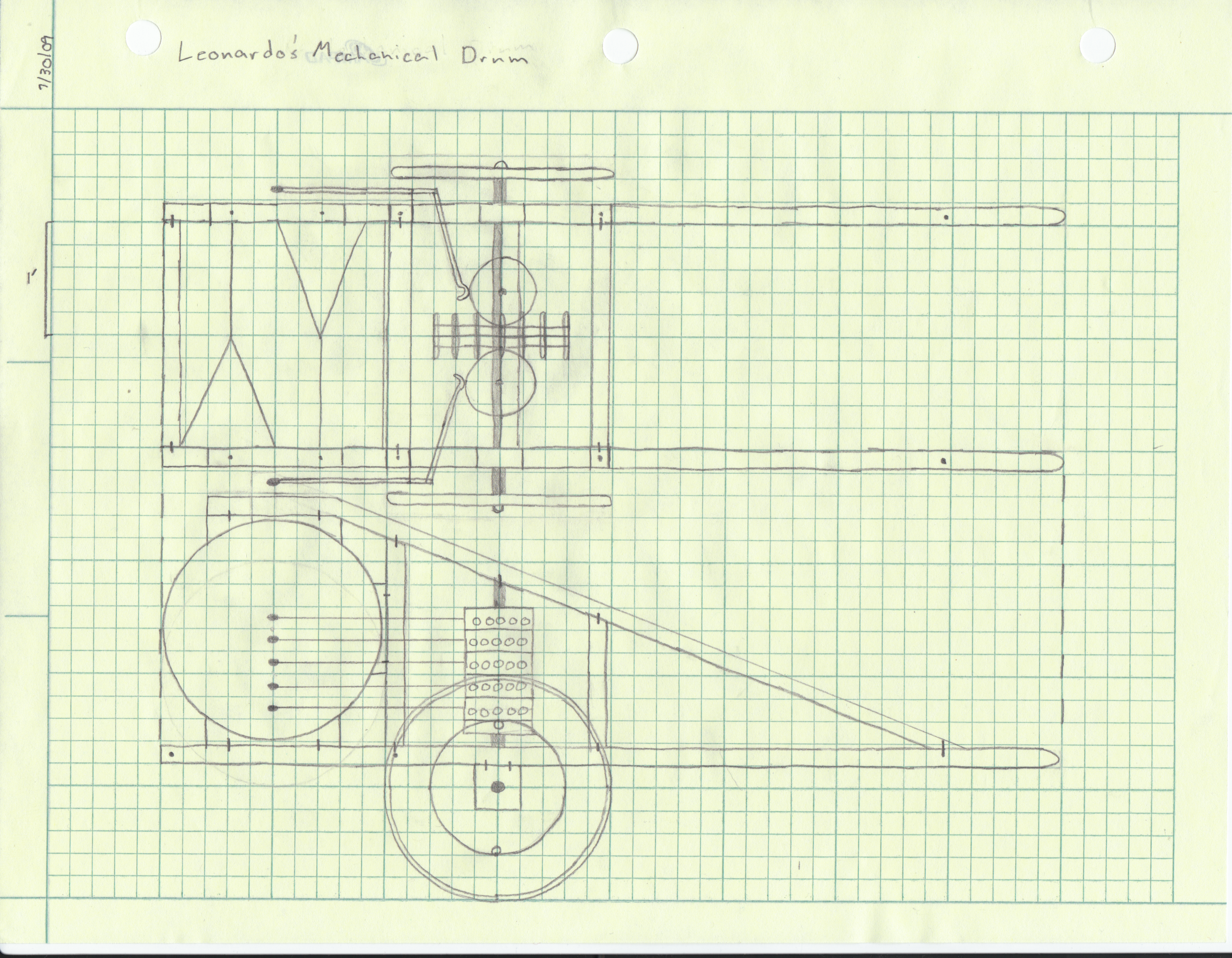 Initial blueprint for the mechanical drum.