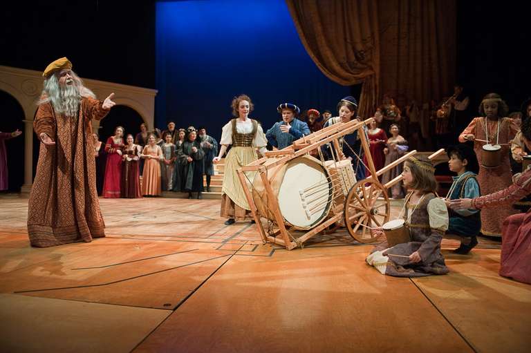 Mechanical drum on stage with Washington Revels