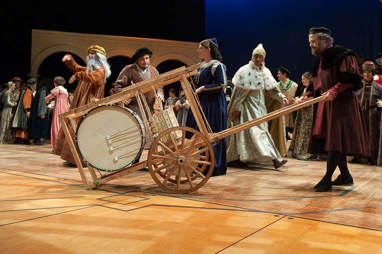 Mechanical drum on stage with Washington Revels