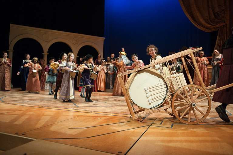 Mechanical drum on stage with Washington Revels